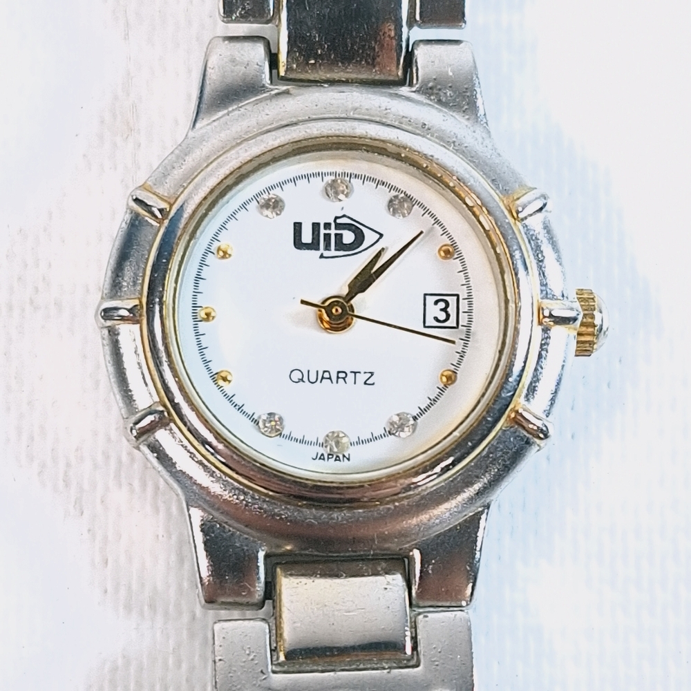 UiD Stainless Steel Ladies Unisex Quartz Watch Witch Date, New Battery
